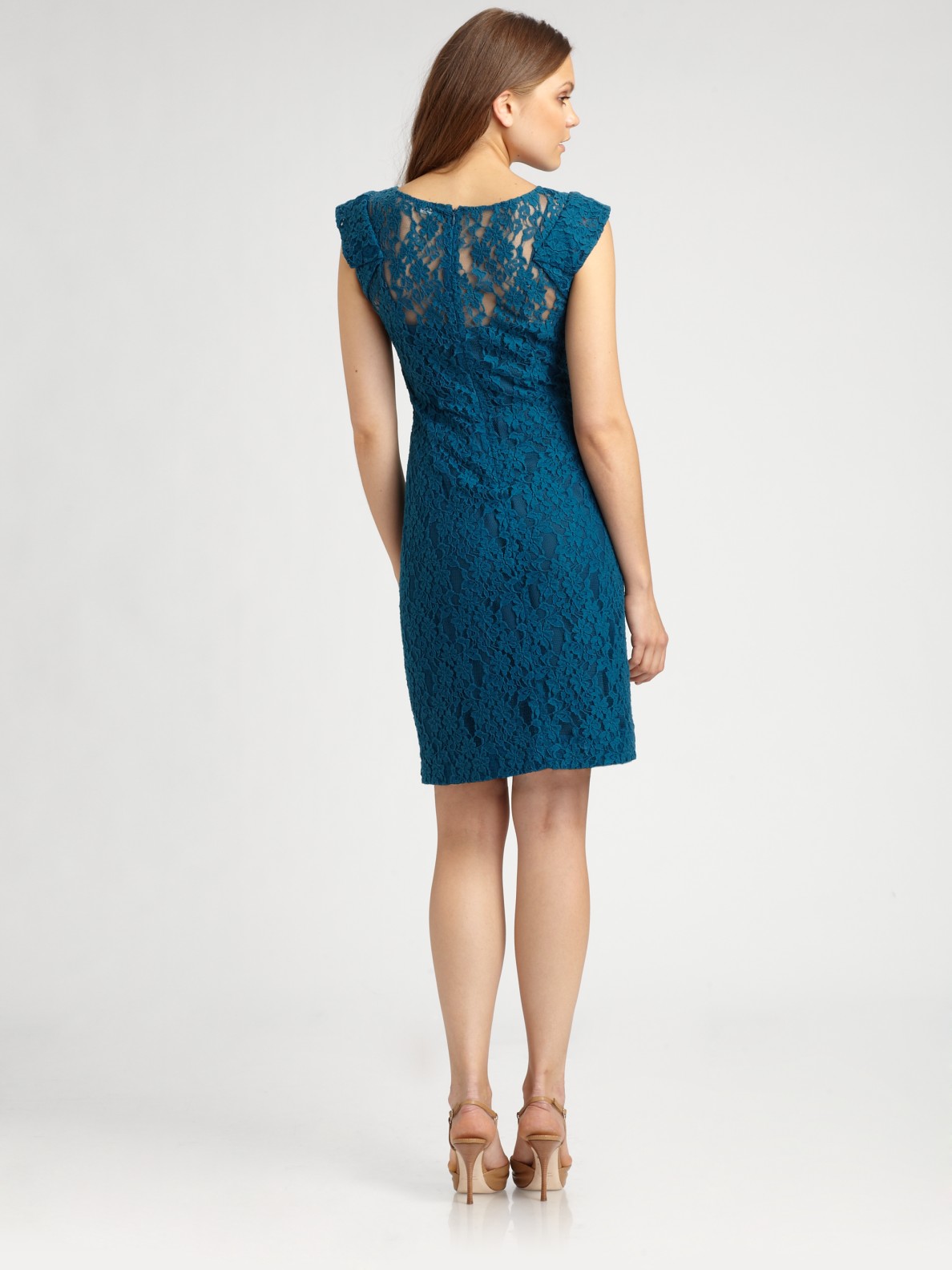 Lyst - Dkny Lace Dress in Blue