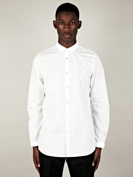 Paul Smith Paul Smith Round Collar Shirt in White for Men | Lyst