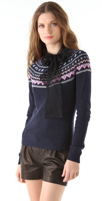 Red valentino Fair Isle Sweater in Blue | Lyst