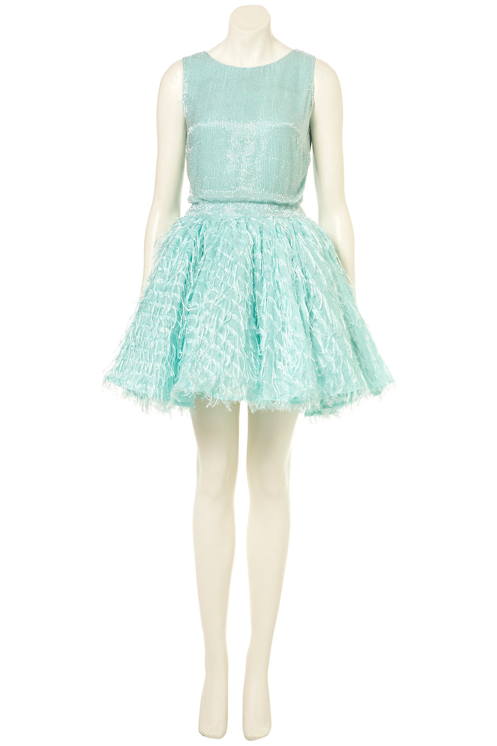 Lyst - Topshop Mint Sequin Fringe Dress By Dress Up Topshop in Green