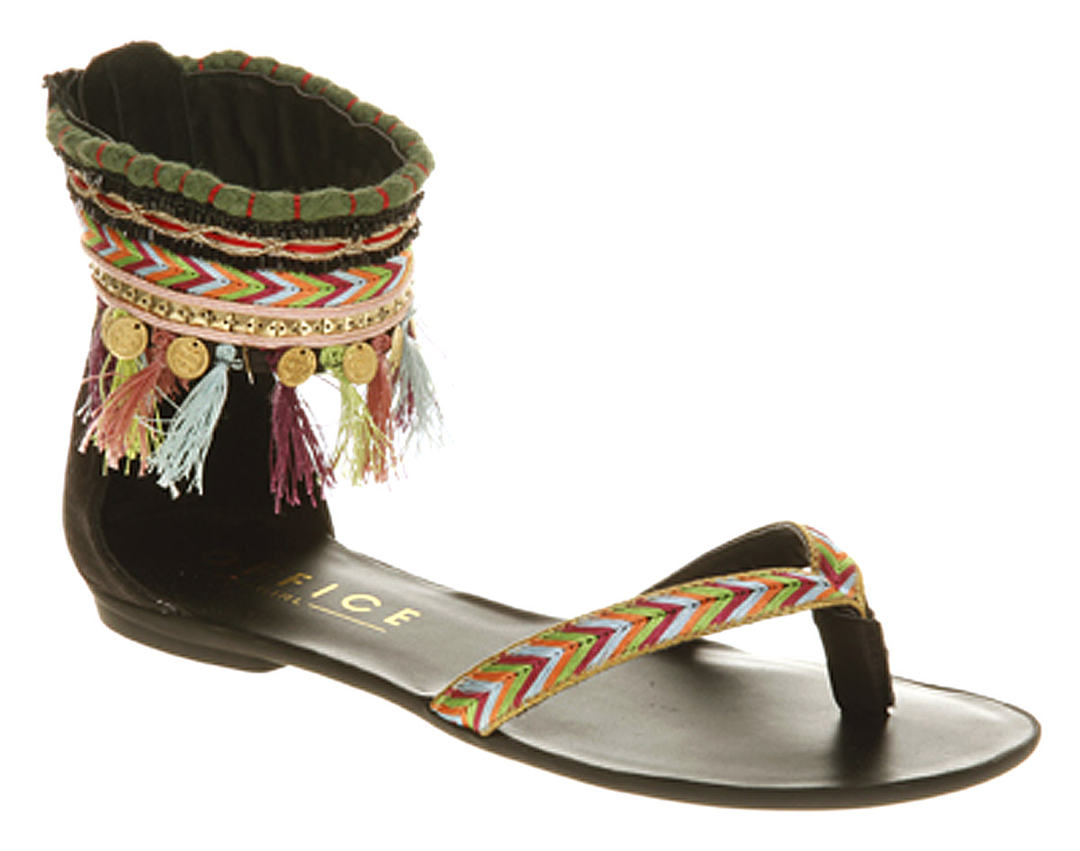 Office Souk Embroidered Toe Sandals in Black | Lyst