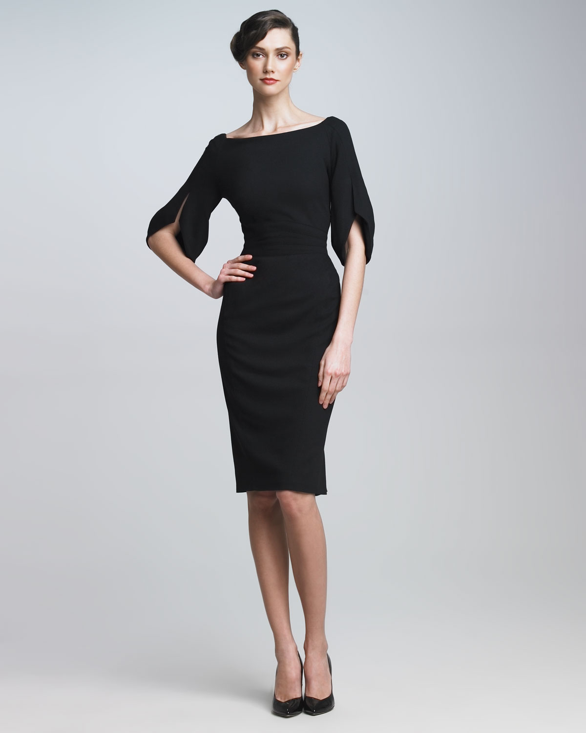 Zac Posen Split Sleeve Dress in Black | Lyst