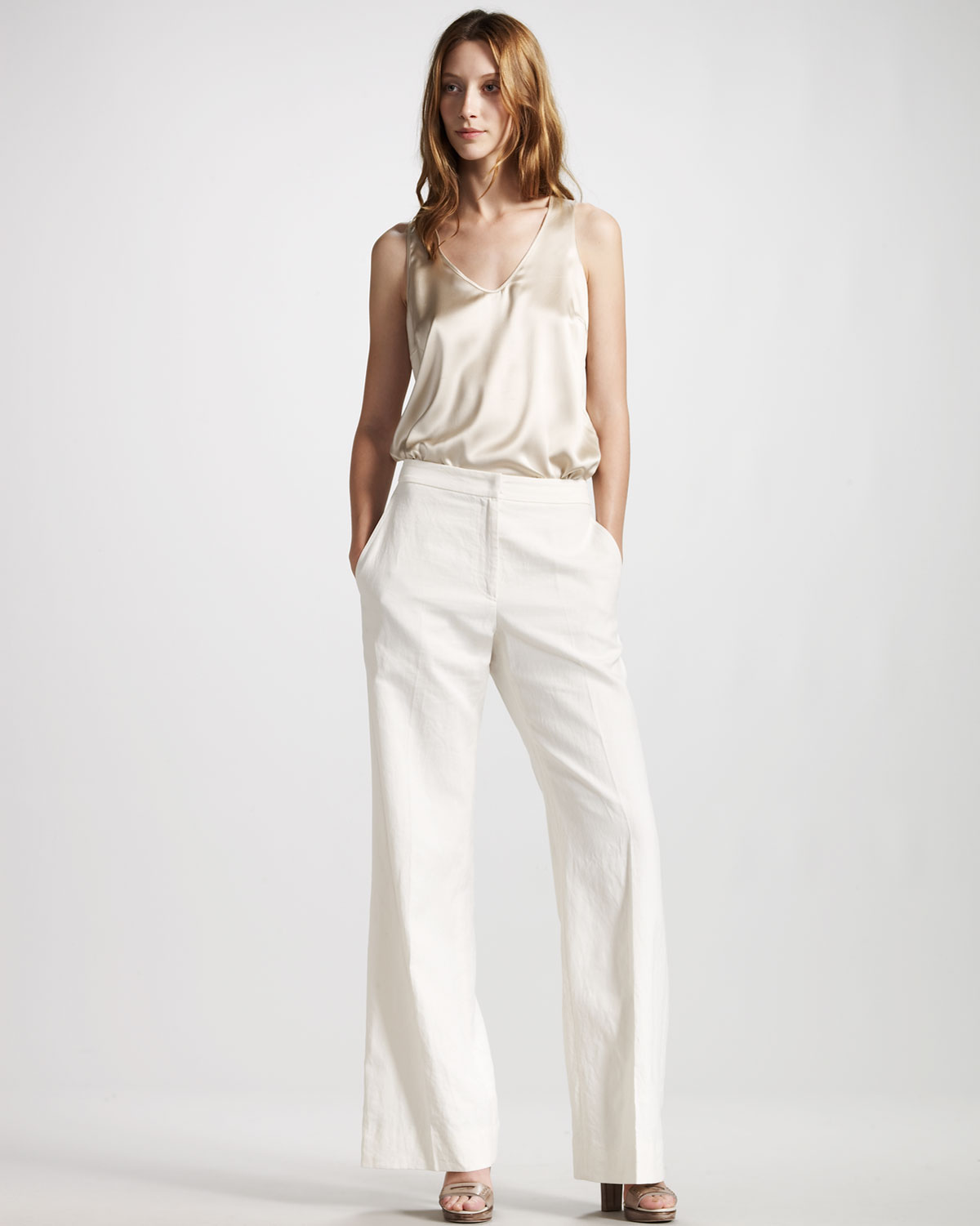 Brunello Cucinelli Wideleg Pants in White (ivory) | Lyst