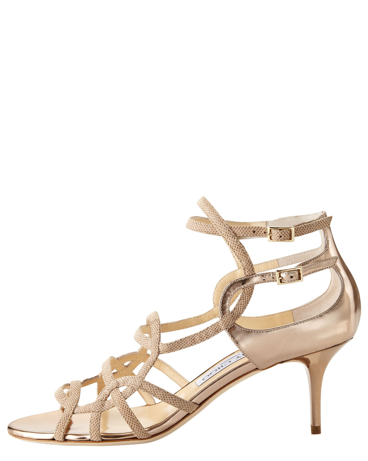 Jimmy choo Strappy Low-heel Sandal in Natural | Lyst