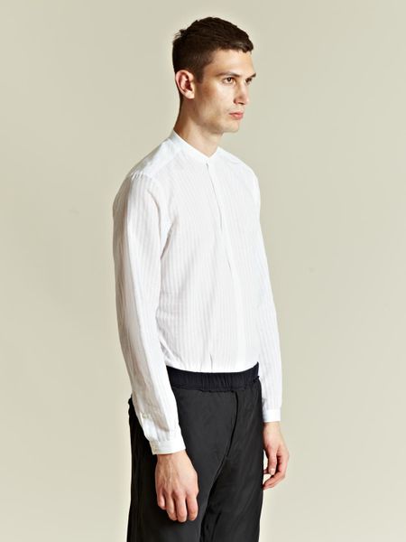 Lanvin Lanvin Mens Sheer Grandadcollar Shirt in White for Men | Lyst
