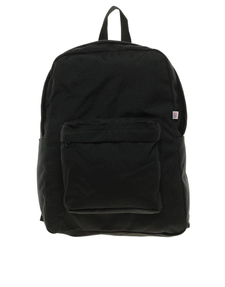 black calfskin and black nylon backpack with red detailing