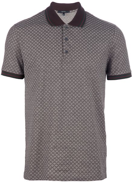 Gucci Checked Polo Shirt in Brown for Men | Lyst