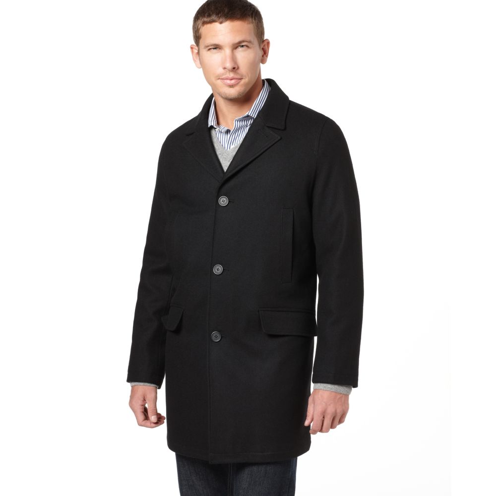 Lyst - Tommy Hilfiger Melton Notch Collar Top Coat in Black for Men