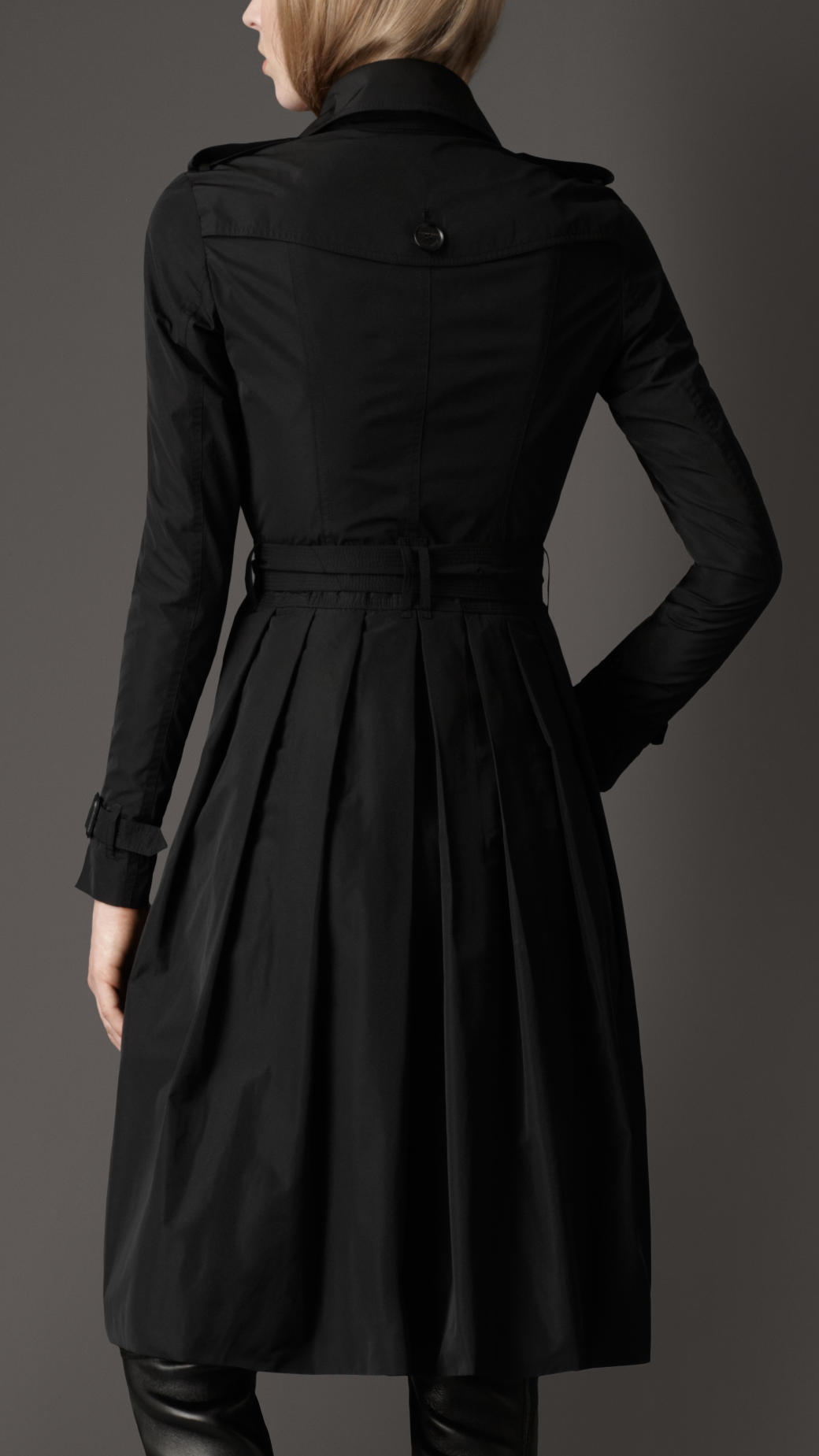 Lyst - Burberry Long Pleated Full Skirt Trench Coat in Black