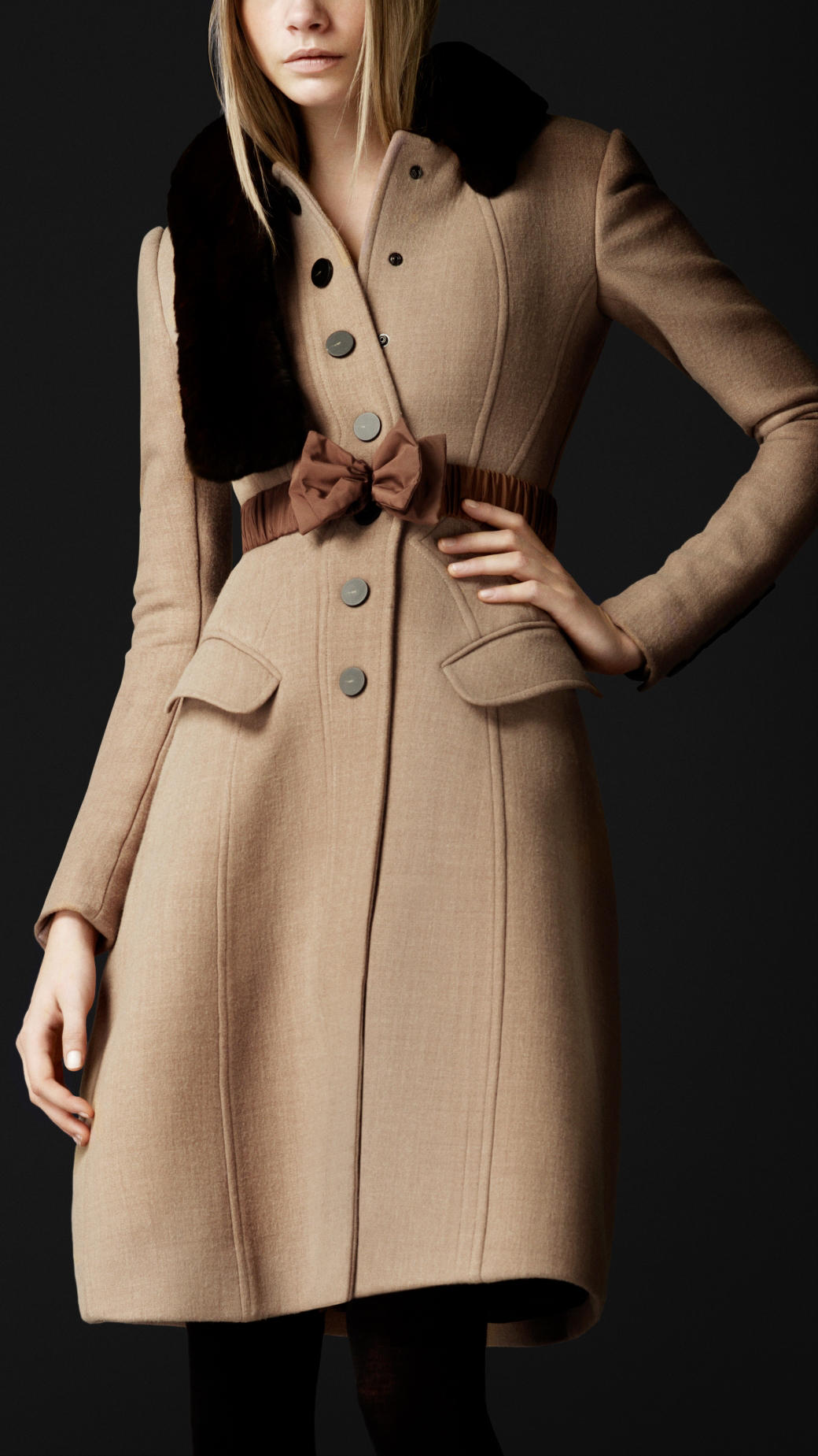 Lyst - Burberry Prorsum Crêpe Wool Tailored Coat in Natural