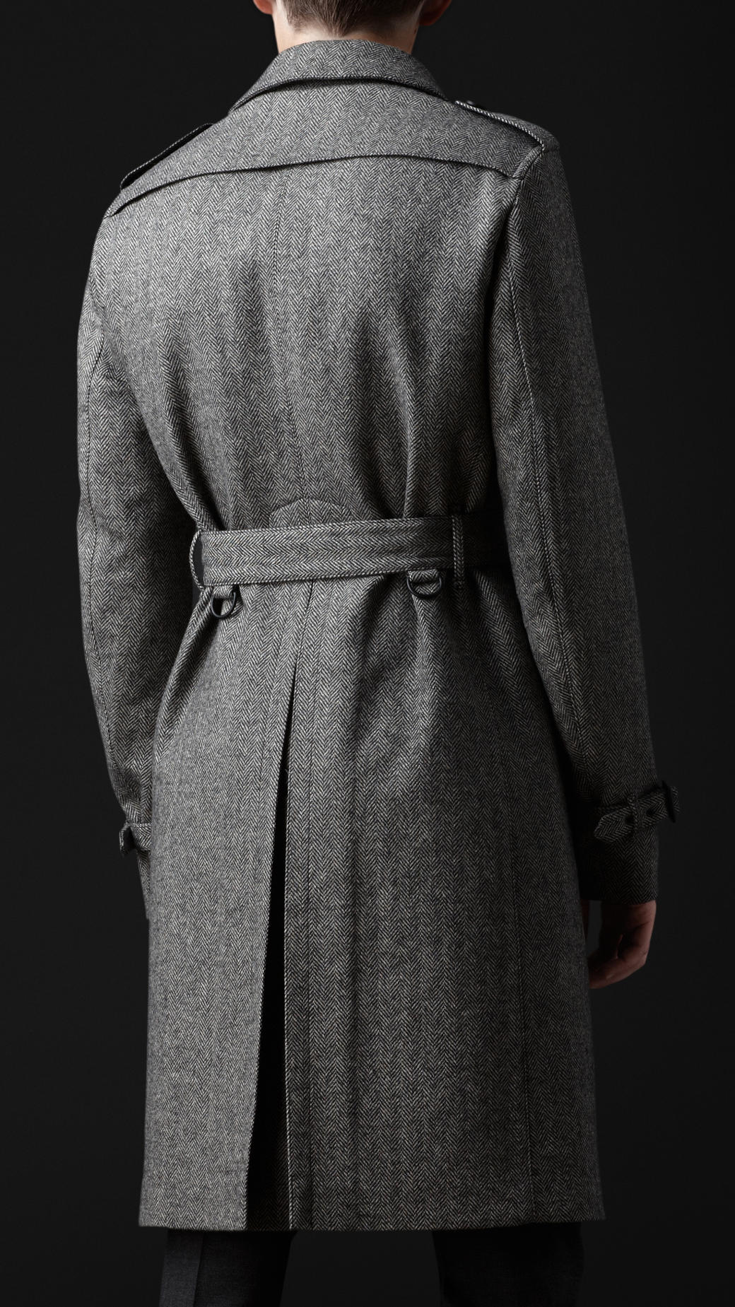 Lyst - Burberry Prorsum Herringbone Wool Trench Coat in Gray for Men