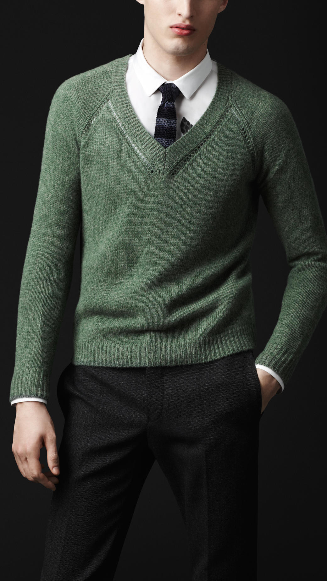 Burberry prorsum Openstitch Detail Cashmere Sweater in Green for Men | Lyst