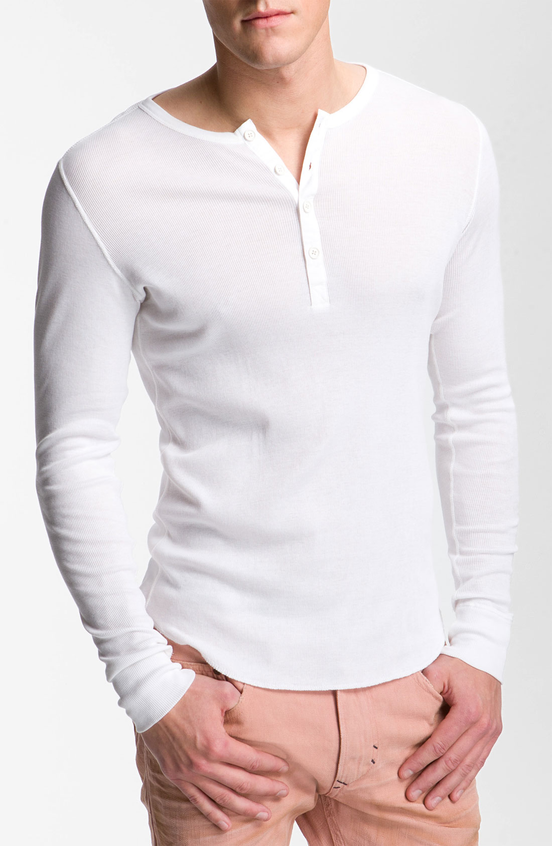 Vince Long Sleeve Henley in White for Men | Lyst