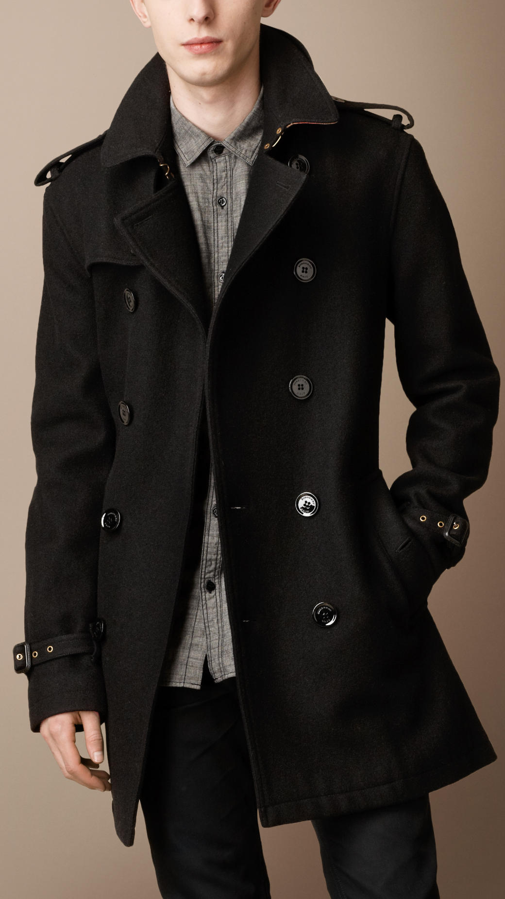 Lyst - Burberry Brit Midlength Wool Blend Trench Coat in Black for Men