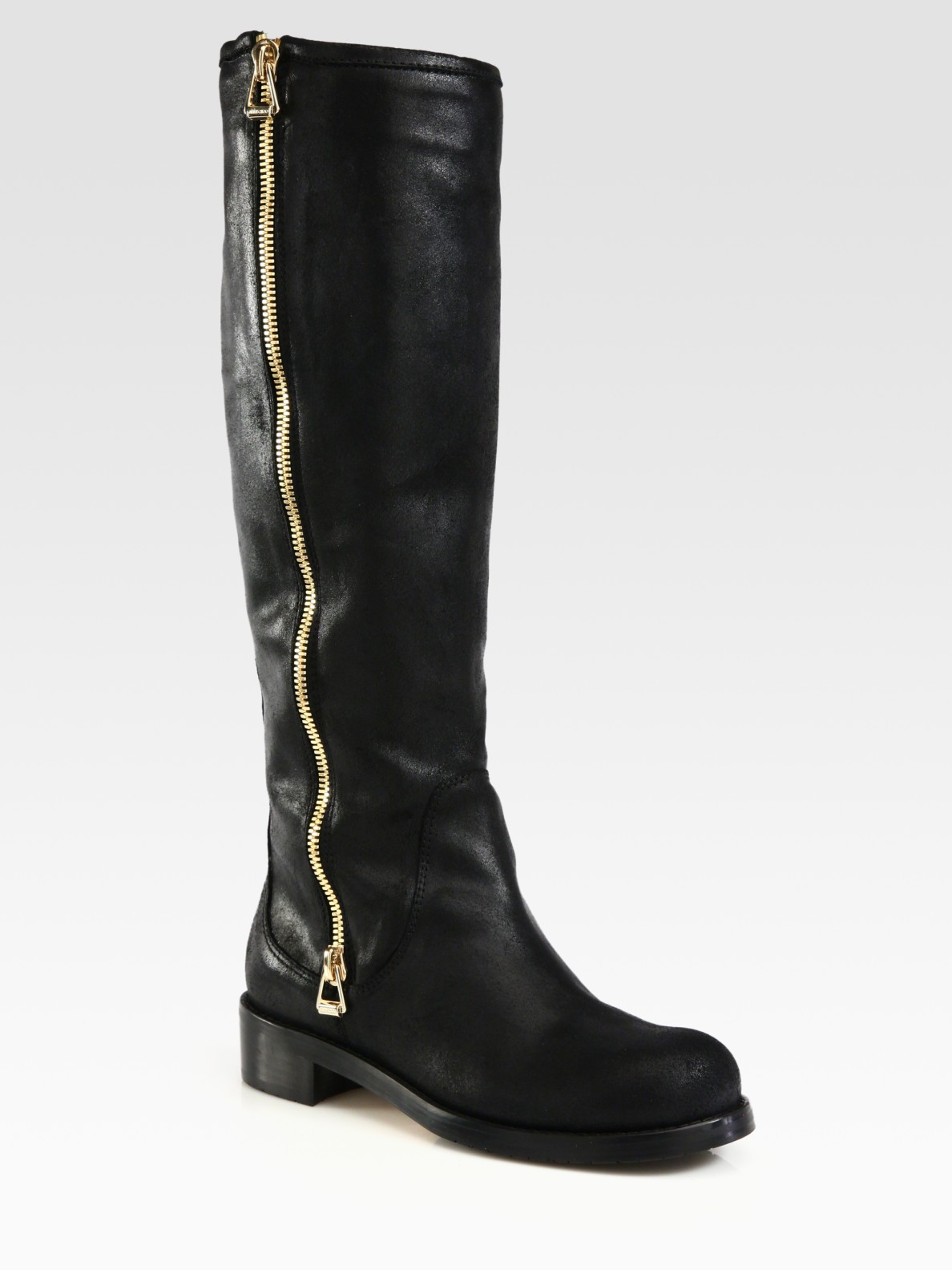 Lyst - Jimmy Choo Doreen Oiled Leather Knee High Biker Boots in Black