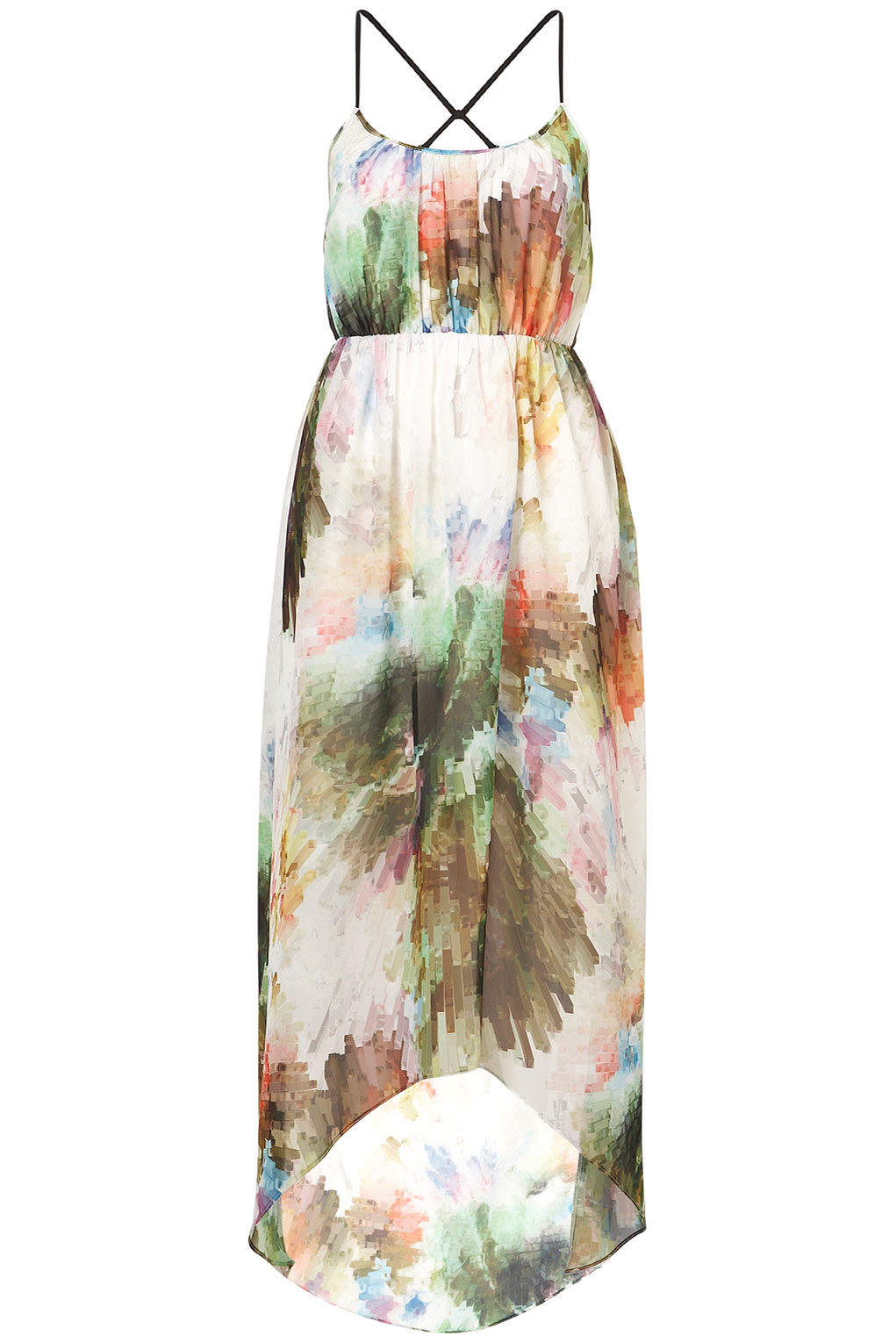 Lyst - Topshop Pixelated Waist Maxi Dress in White