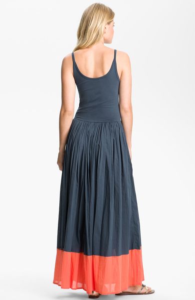 French Connection Colorblock Cotton Tank Maxi Dress in Blue (blue thorn ...