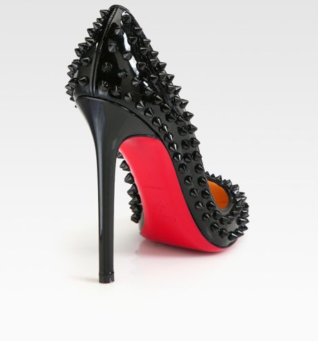 Christian Louboutin Studded Patent Leather Pumps in Black | Lyst