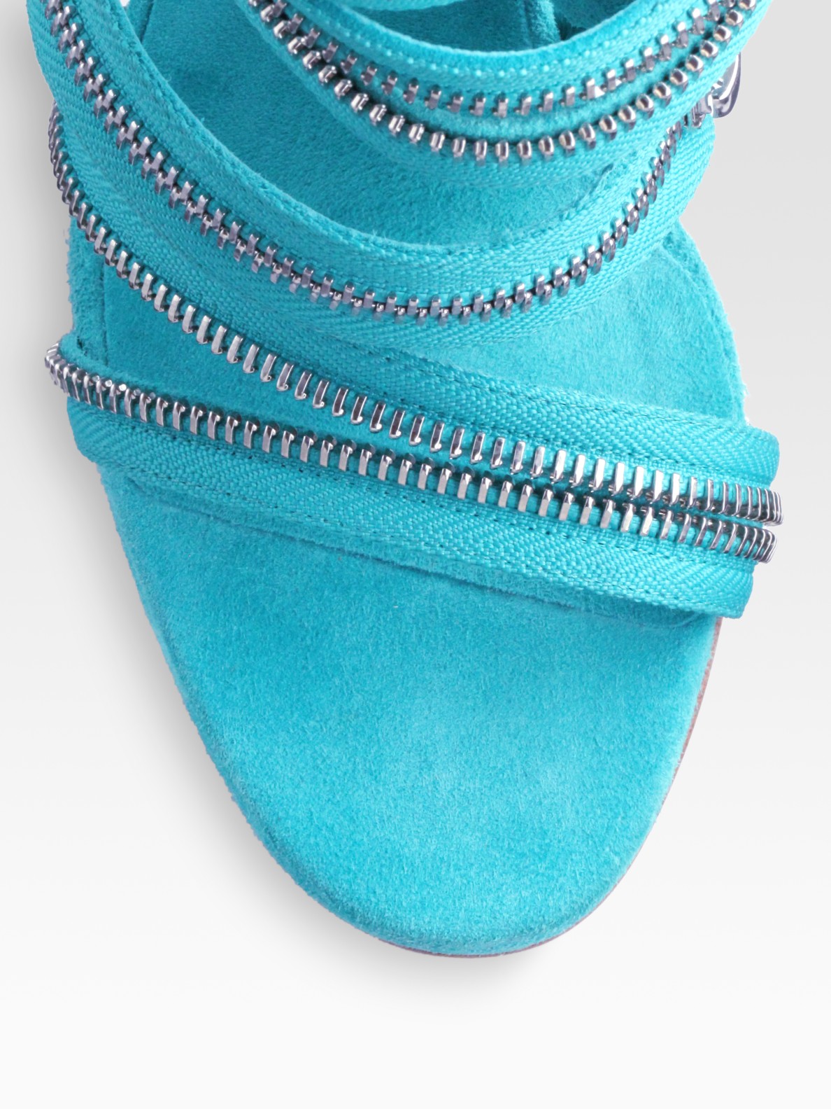 Christian louboutin Unzip Suede Sandals in Blue (turquoise) | Lyst  