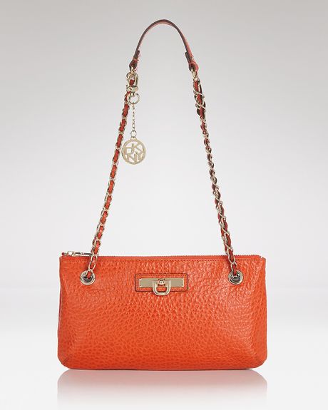 Dkny Shoulder Bag Chain Strap Convertible Leather in Orange | Lyst