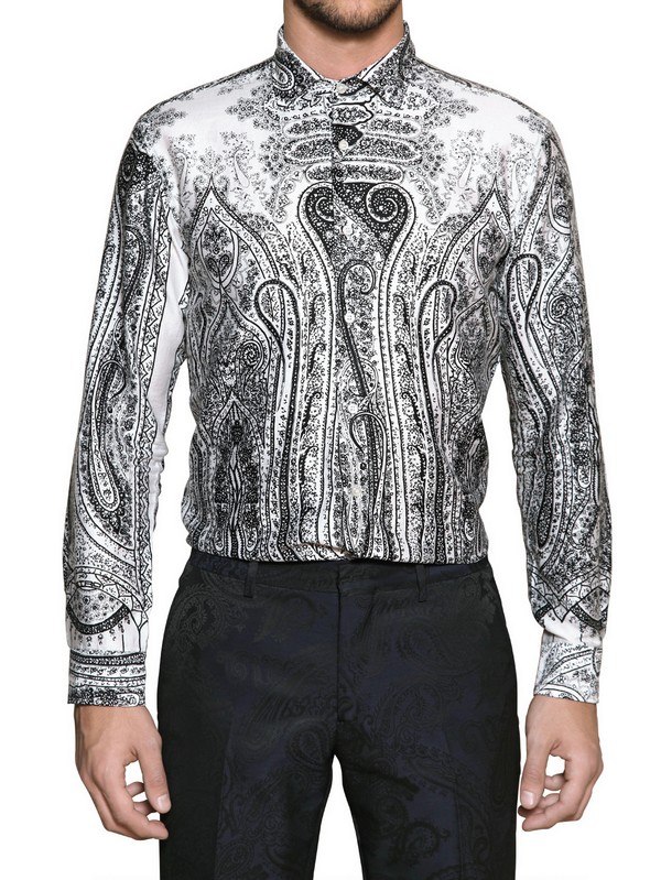 Etro Brocade Print Shirt in Black for Men | Lyst