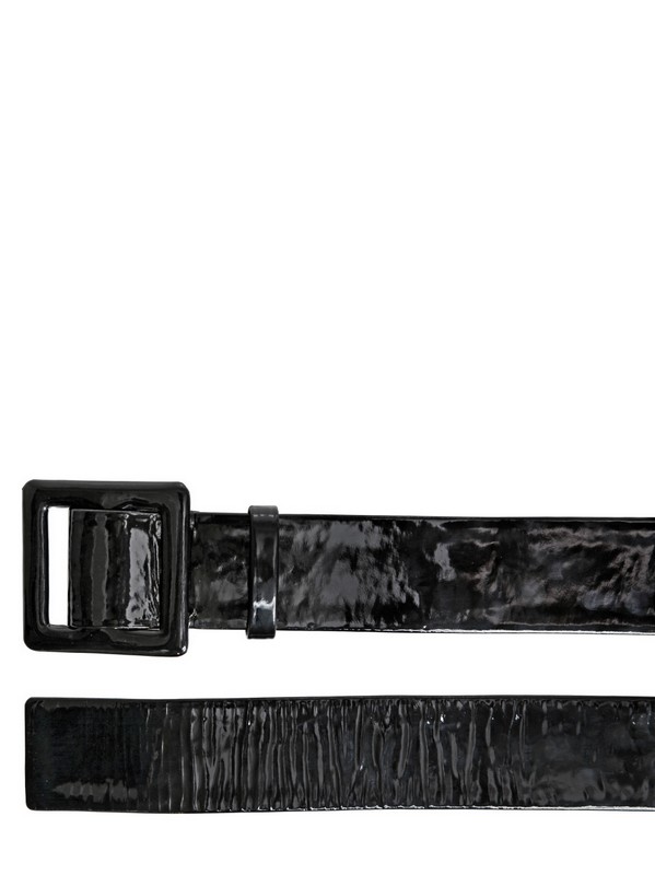 Lanvin 50mm Covered Buckle Patent Leather Belt in Black Lyst