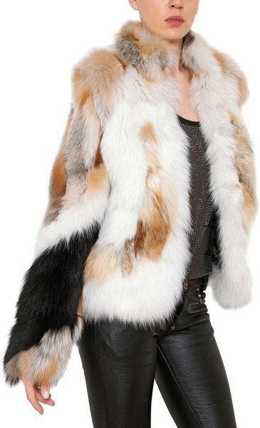 Philipp Plein Skull Patchwork Fox Fur Coat in Multicolor (multi) | Lyst