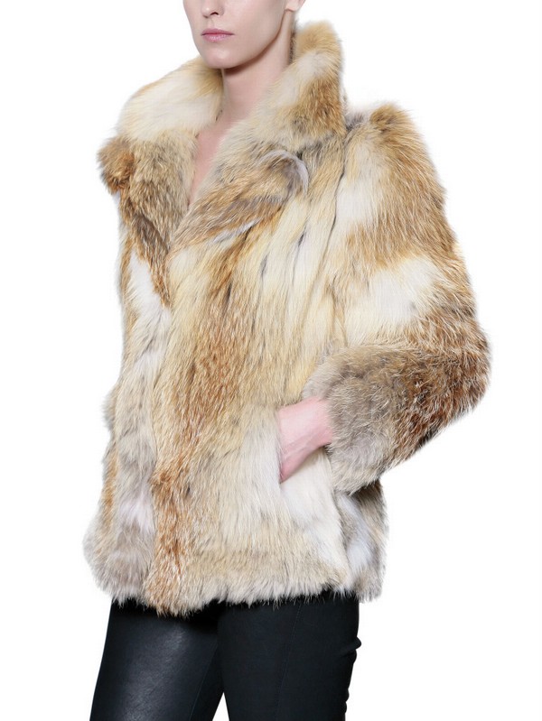 Lyst - American Retro Fox Fur Coat in Natural