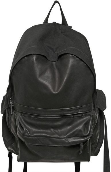 Ann Demeulemeester Nappa Cotton Canvas Backpack in Black for Men | Lyst