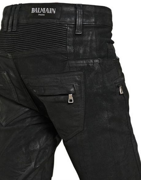 Balmain 18cm Waxed Moleskin Ankle Length Jeans in Black for Men | Lyst