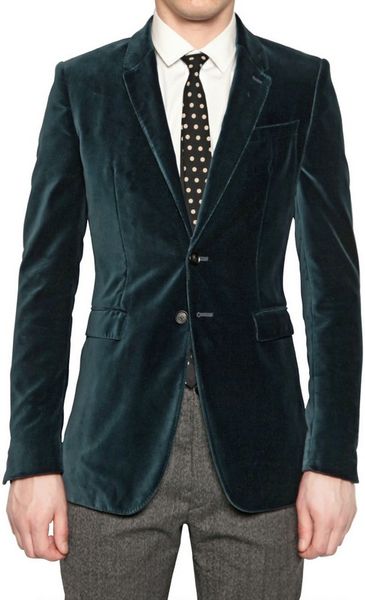 Burberry Prorsum Compact Velvet Fitted Jacket in Blue for Men (green ...
