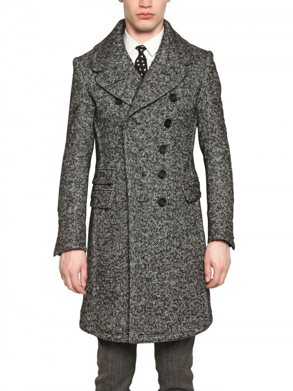 Lyst - Burberry Prorsum Brushed Herringbone Wool Blend Coat in Gray for Men