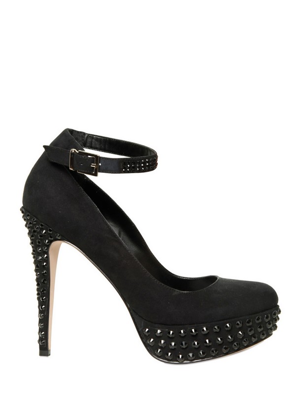 Lyst - Carvela Kurt Geiger 130mm Suede Crystal Studded Pumps in Black