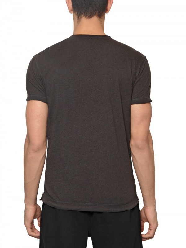 Lyst - Dolce & Gabbana V-neck Logo Plaque Jersey T-shirt in Gray for Men