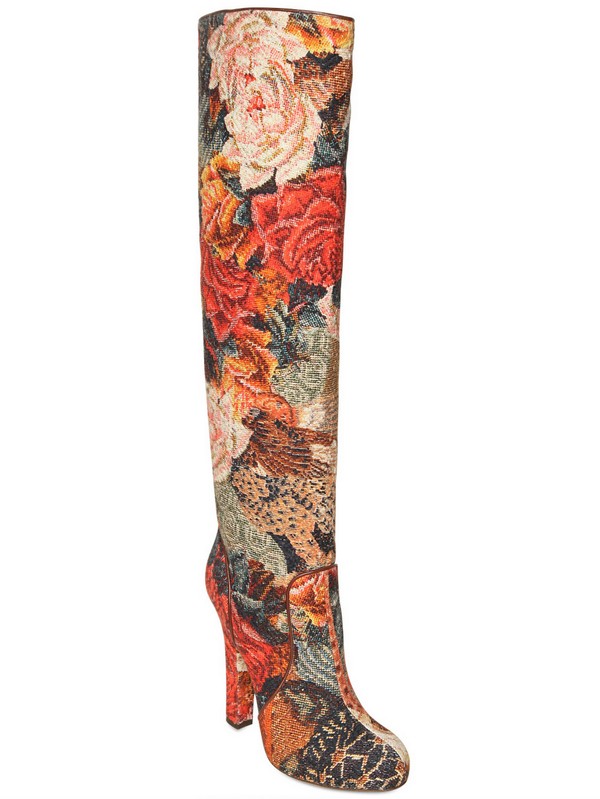 Dolce & gabbana 130mm Brocade Floral Boots | Lyst