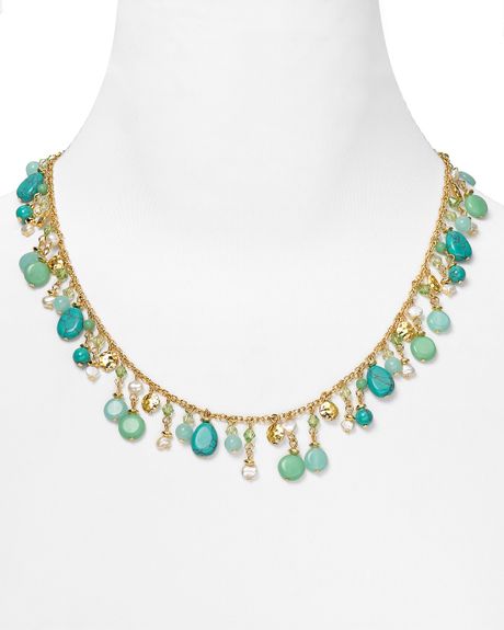 Ralph Lauren Green Valley Turquoise Beaded Charm Necklace 18 in Blue ...