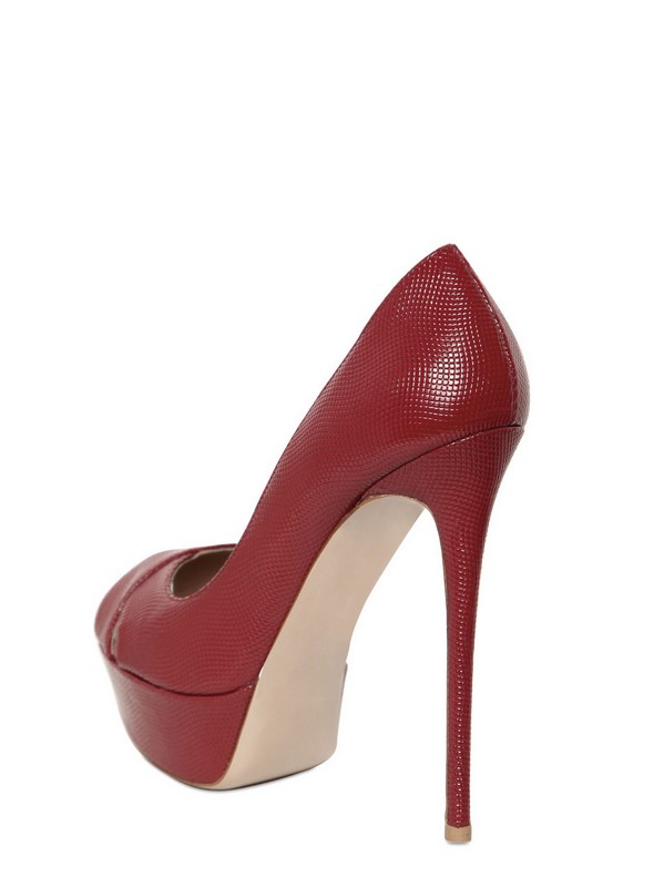 Lyst - Valentino 140mm Printed Patent Open Toe Pumps in Red
