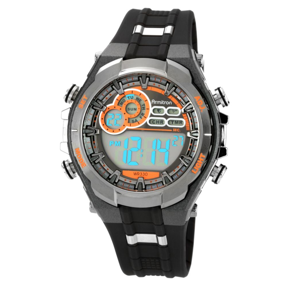 Armitron Mens Digital Gray Polyurethane Strap Watch in Black for Men - Lyst