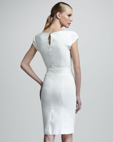 Milly Haley Belted Linen-blend Dress in White | Lyst