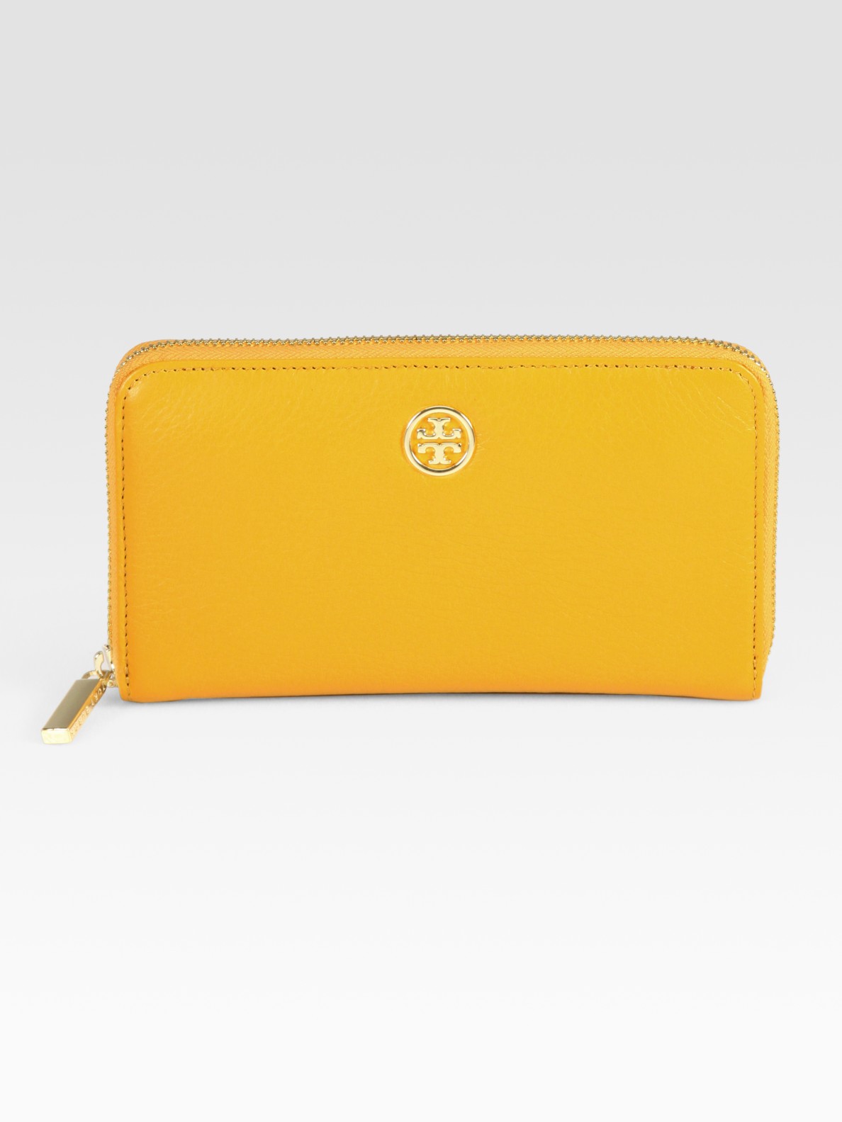 Tory Burch Robinson Continental Wallet in Yellow | Lyst