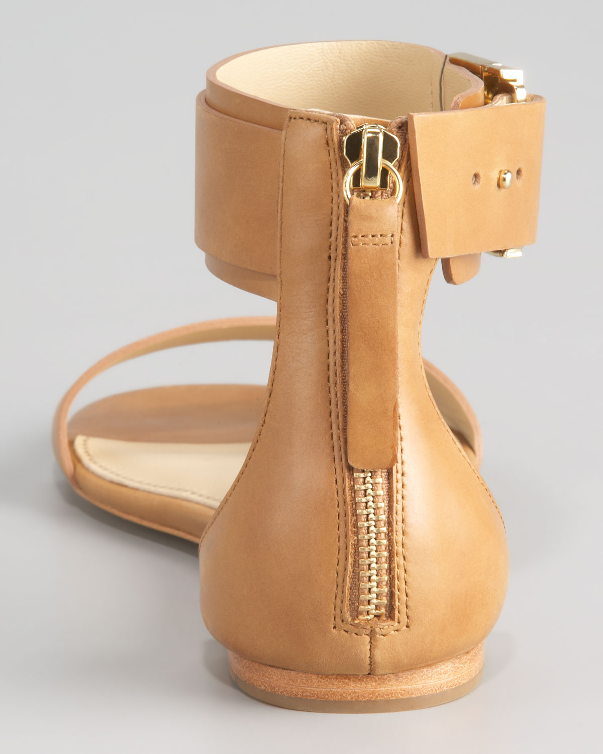 beige ankle strap flat sandals