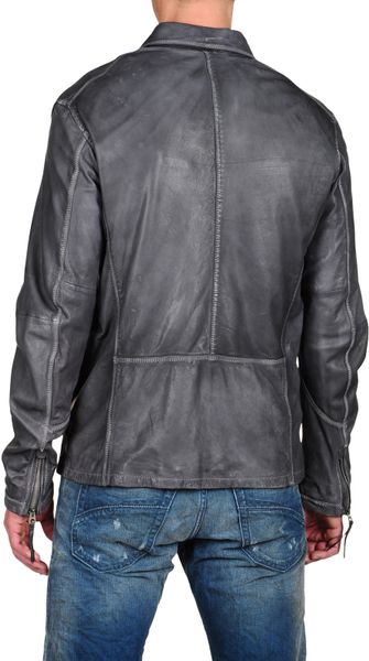 Diesel LOFN Leather Jacket in Gray for Men (grey) | Lyst