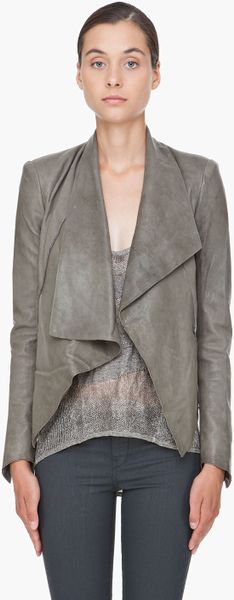 Helmut Lang Grey Leather Jacket in Gray (grey) | Lyst