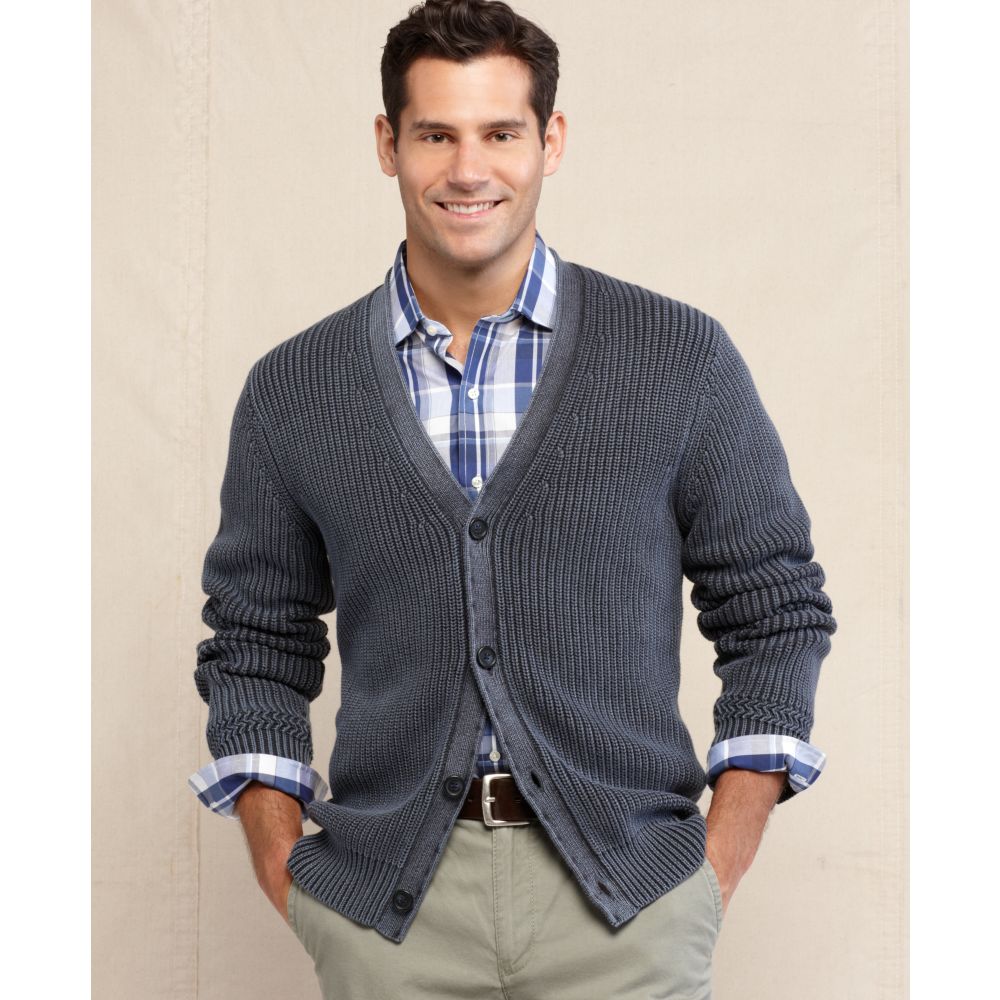 Tommy Hilfiger Indigo Collection Eric Cable Knit Cardigan in Blue for ...