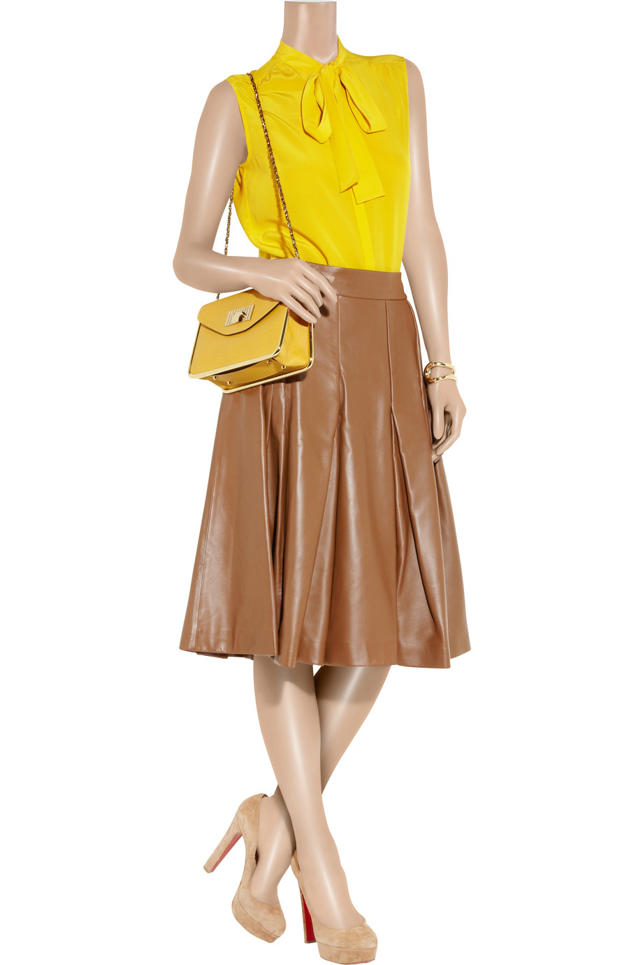 Lyst - Chloé Silk Crepe De Chine Pussybow Blouse in Yellow