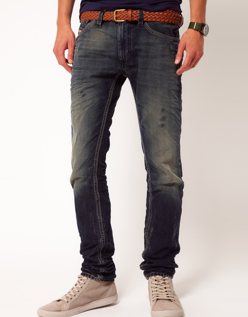 Lyst - Diesel Thanaz 660q Herringbone Slim Jeans in Blue for Men