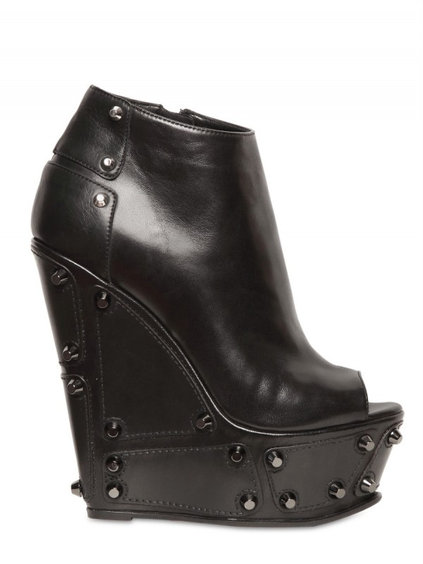 open toe wedges black