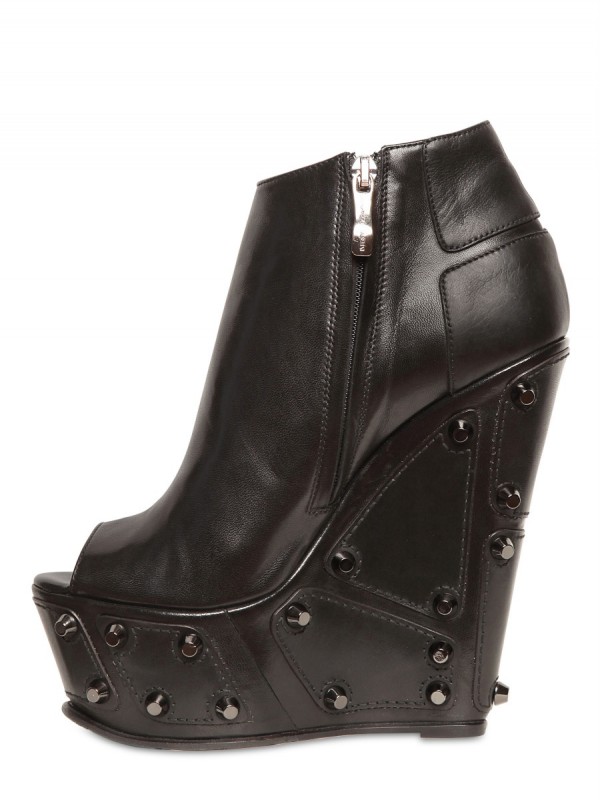 open toe wedges black