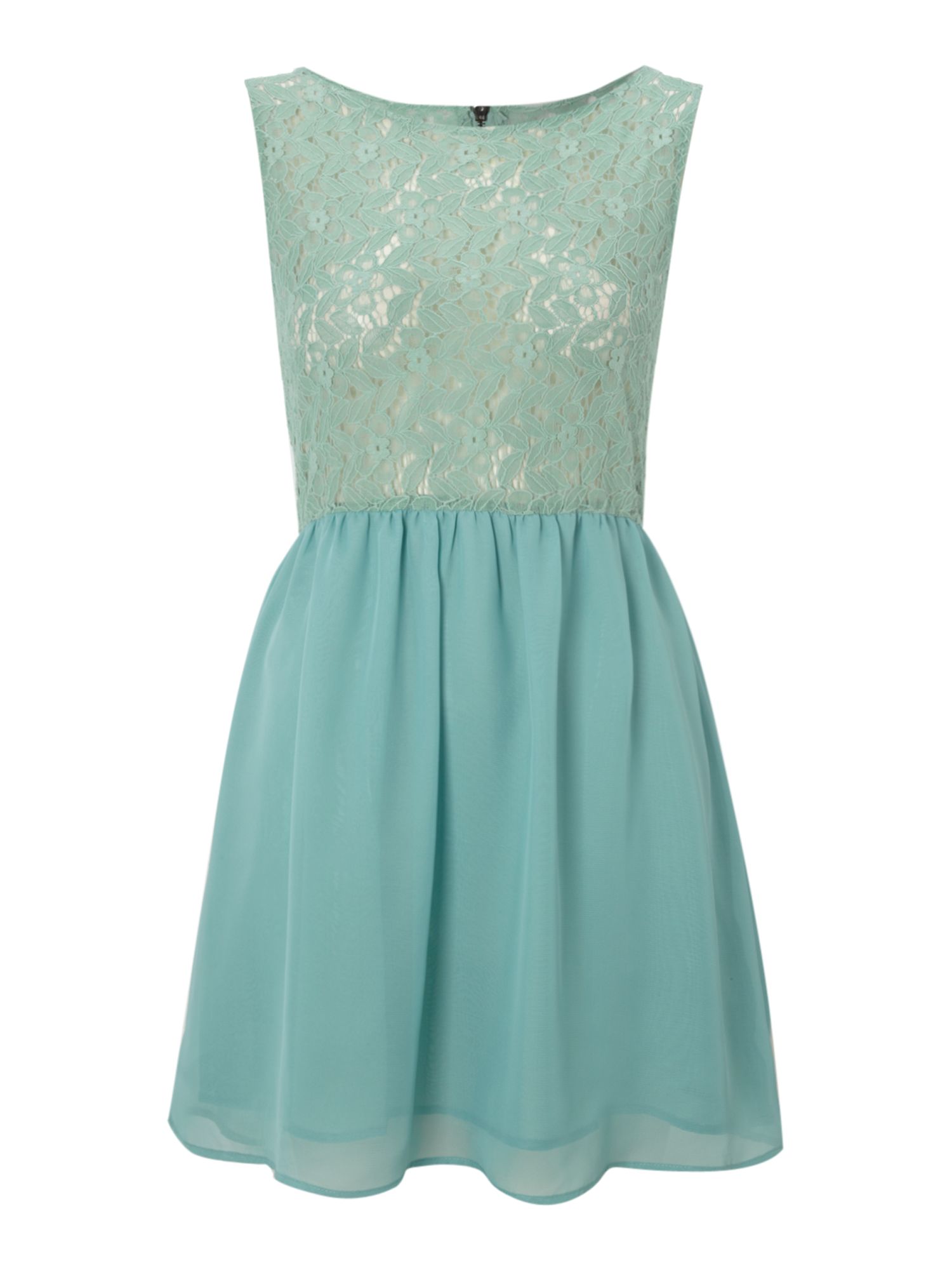 Glamorous Sleeveless Lace Top Floaty Skirt Dress in Green (mint) | Lyst