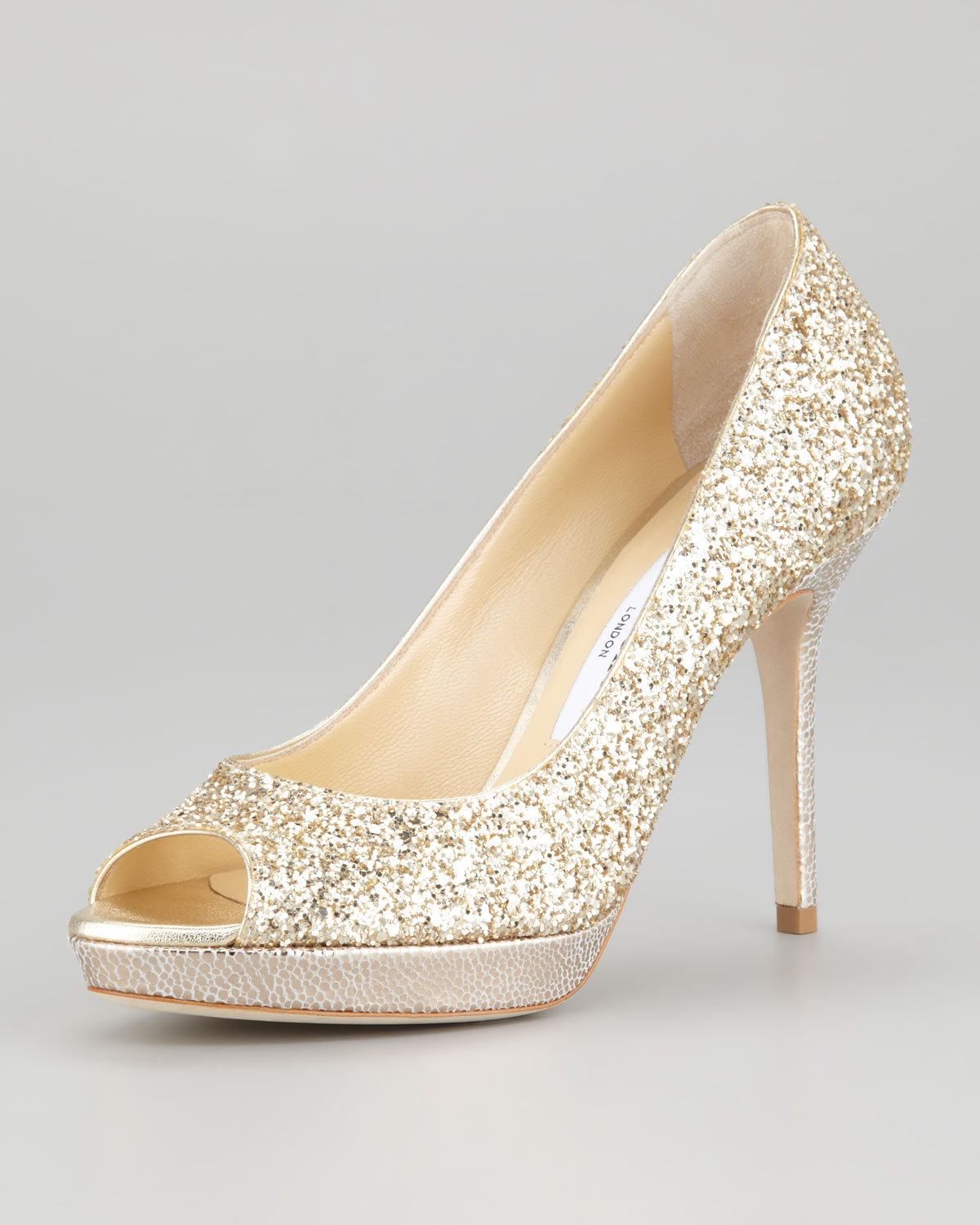 Lyst - Jimmy Choo Luna Peeptoe Pump in Metallic